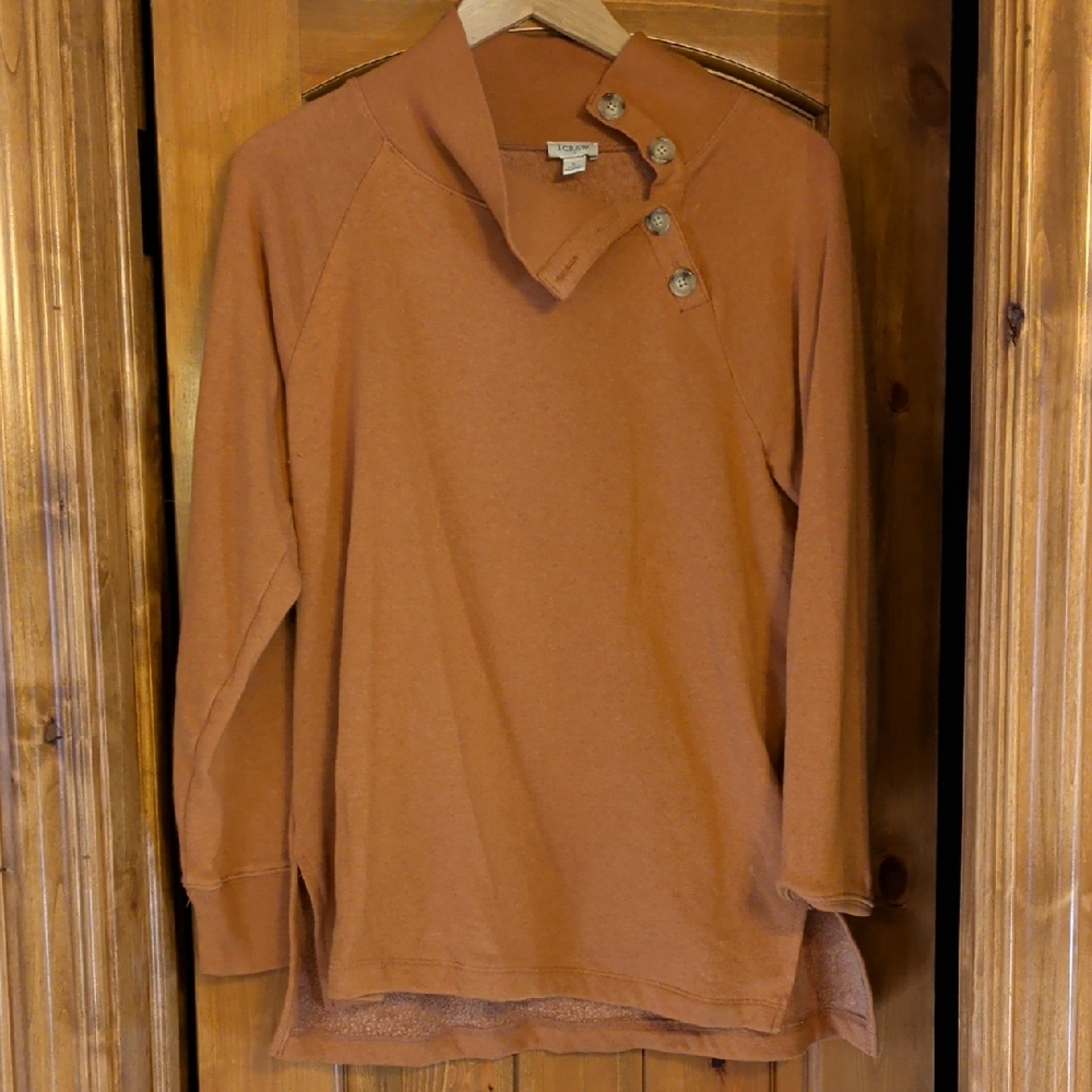 J. Crew Orange Button-Detail Sweatshirt